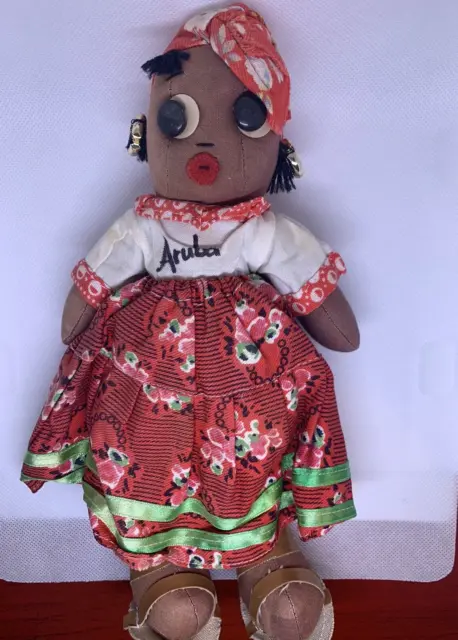 Primitive Folk Art African American Black Rag Doll from Aruba Rare FREE SHIPPING