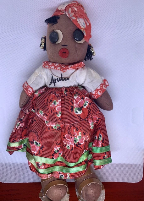 Primitive Folk Art African American Black Rag Doll from Aruba Rare FREE SHIPPING