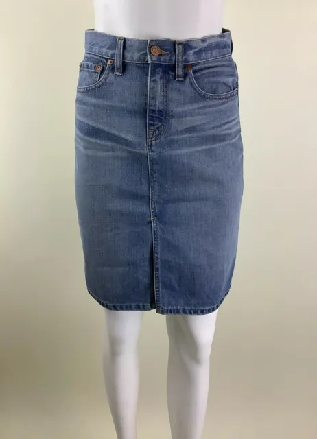 Madewell Sz 26 Lena High Rise Denim Skirt In Medium Wash Blue 100% Cotton     CN