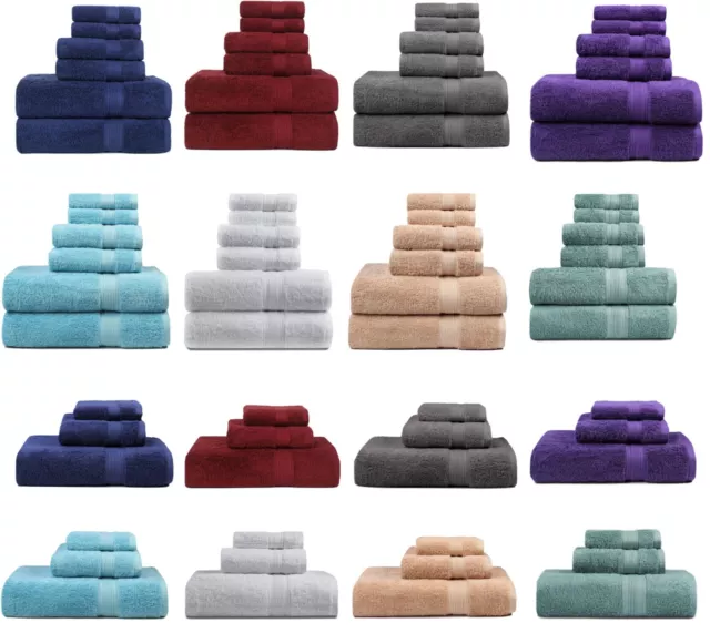 100% Combed Cotton Towel Set: Bath Towel, Hand Towel & Face Washer Sets