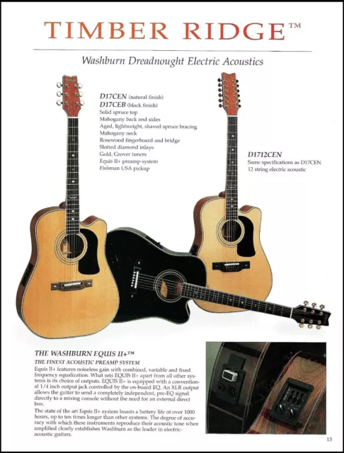 Washburn Timber Ridge Series Dreadnought electric acoustic Equis guitar ad print