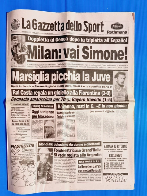 Gazzetta Dello Sport - 27 Août 1984 - INTER - ROMA - JUVENTUS - NAPOLI - MARADONA