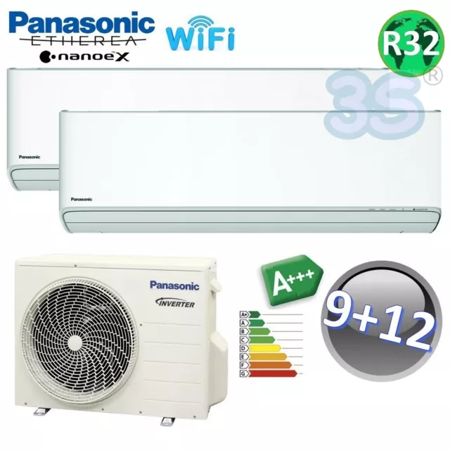 3S CLIMATISEUR PANASONIC DUAL SPLIT ETHEREA SÉRIE Z 9k+12k A+++ WIFI NANOEX R32