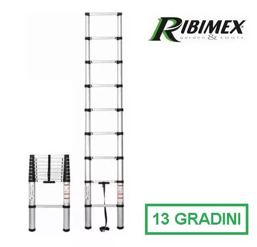 SCALA TELESCOPICA 13 GRADINI AD APERTURA PARZIALE O TOTALE h. max 387 cm RIBIMEX