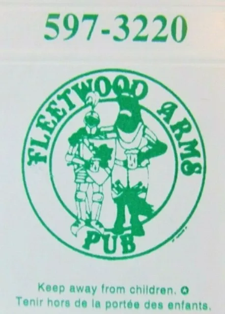 Knight On Matchbook Matchcover: Fleetwood Arms Pub (Surrey British Columbia) E13