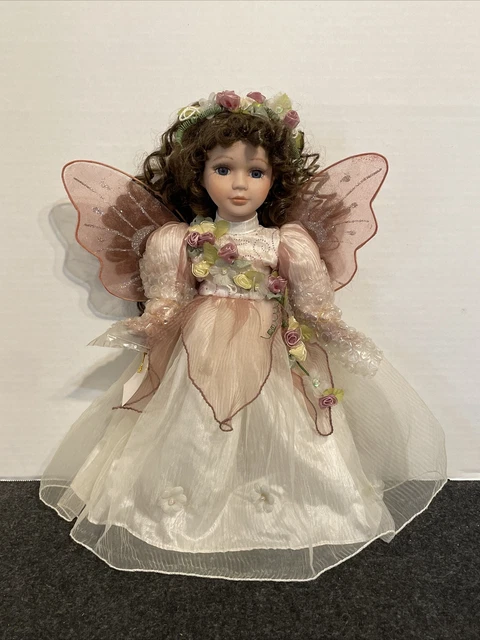 Beautiful Porcelain Doll With Wings Angel Or Sugar Plum Fairy 16"