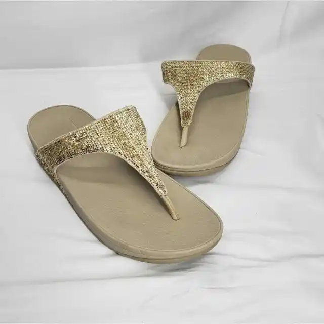 Fitflop lulu gold sequin thong comfort sandal 8