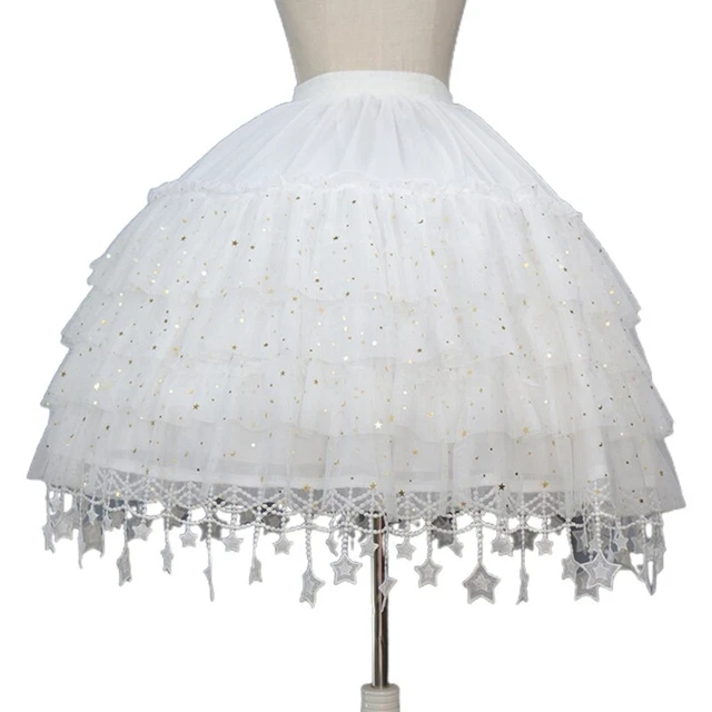 Gonne sottoveste crinolina con 2 cerchi mezzo slip per festa gotica