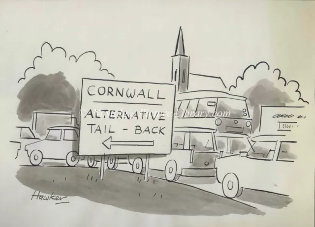 Original Artwork Cartoon For Punch By David Hawker.  Theme Cornwall Tourism