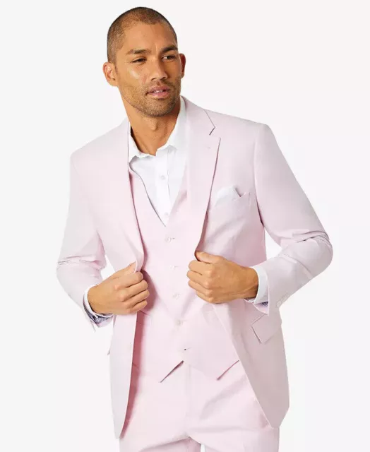 Tommy Hilfiger Mens Chambray Suit Jacket 38R Pink Modern-Fit TH Flex Stretch