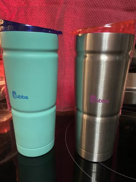 2 USED Bubba 24 Oz Tumblers 18/8 Envy S Insulated Tumbler Teal Silver Hot Pink