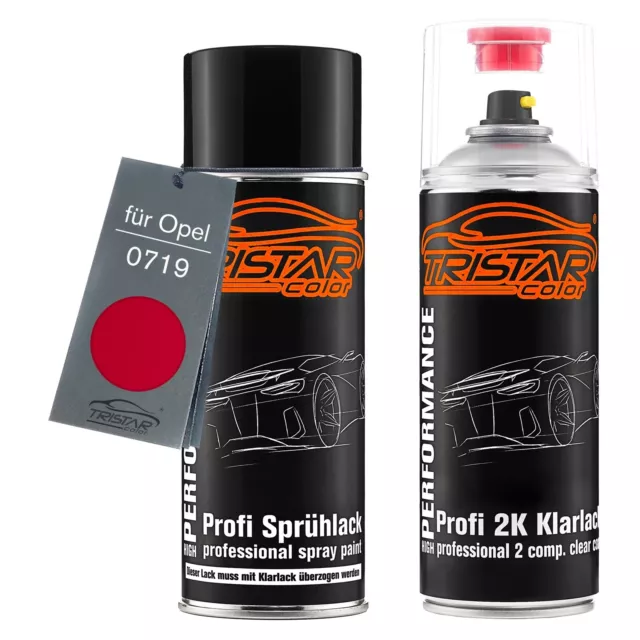 Autolack 2K Spraydosen Set für Opel 0719 Signal Red Basislack 2K Klarlack