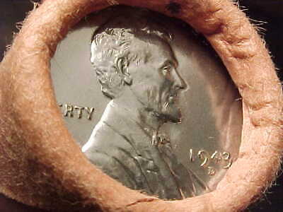 1943-D Obw Original Bank Wrapped Roll Bu Uncirculated Lincoln Wheat Cent Pennies