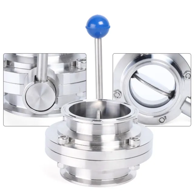 3" 304 Stainless Steel Sanitary Tri Clamp Butterfly Flow Control Valve US