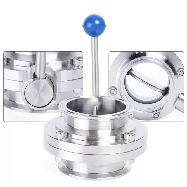 3Inch 304 Sanitary Welding Butterfly Valve Tri-Clamp Pull Handle Stainless Steel