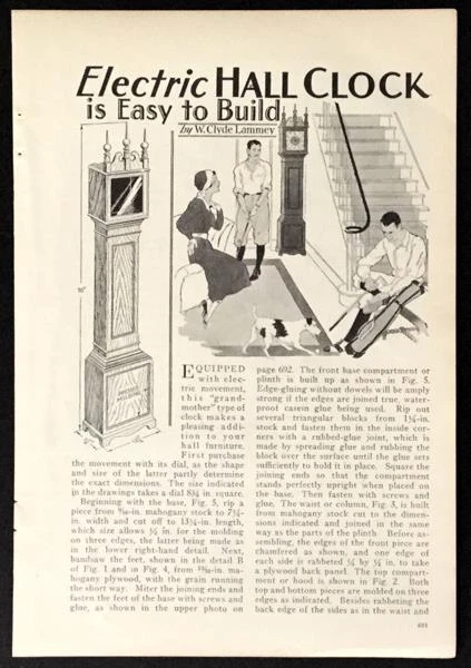 Reloj de salón de la abuela 70" 1932 cómo construir planos caoba