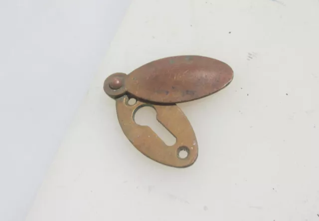 Vintage Brass Keyhole Cover Escutcheon Plate Old Oval Antique Bronze