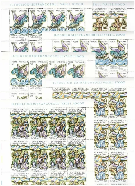 s19547) VATICANO MNH** 1988 Christmas Natale 6v FOGLIO  UNFOLDED - NON PIEGATO