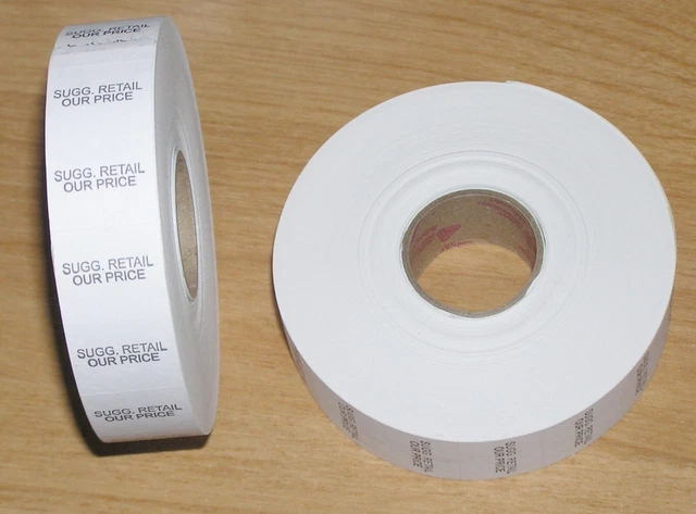 2 Rolls Avery Monarch 1136 Pre-printed (Sugg/Retail/Our Price) Price Gun Labels