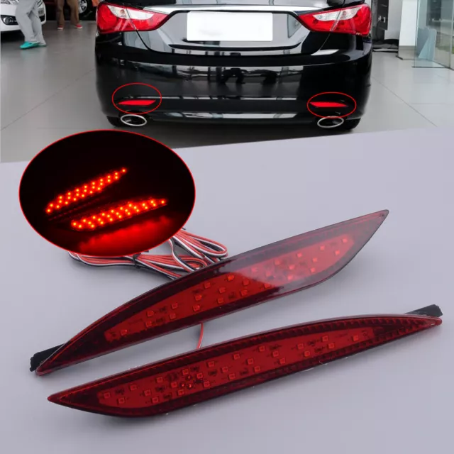 2x Red Rear Bumper Reflector Sequential Signal Light Fit For Hyundai Elantra