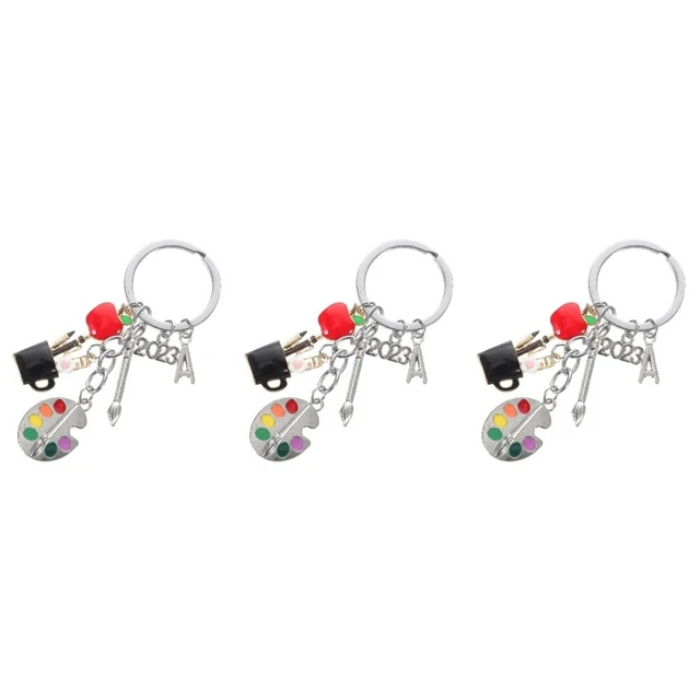3pcs Graduation Keychain Art Student Graduation Keychain Art Teacher Keychain
