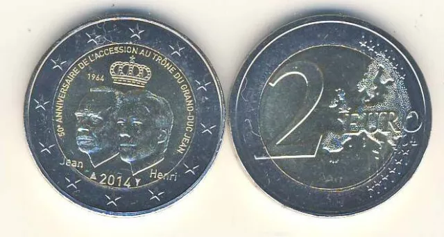 2 Euro Gedenkmünze 2014 Luxemburg 50 Jahre Thronbesteigung Großherzog Jean