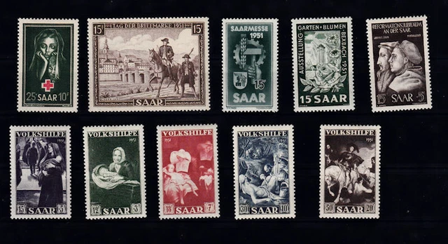 Saarland Jahrgang 1951 komplett sauberer Falzrest