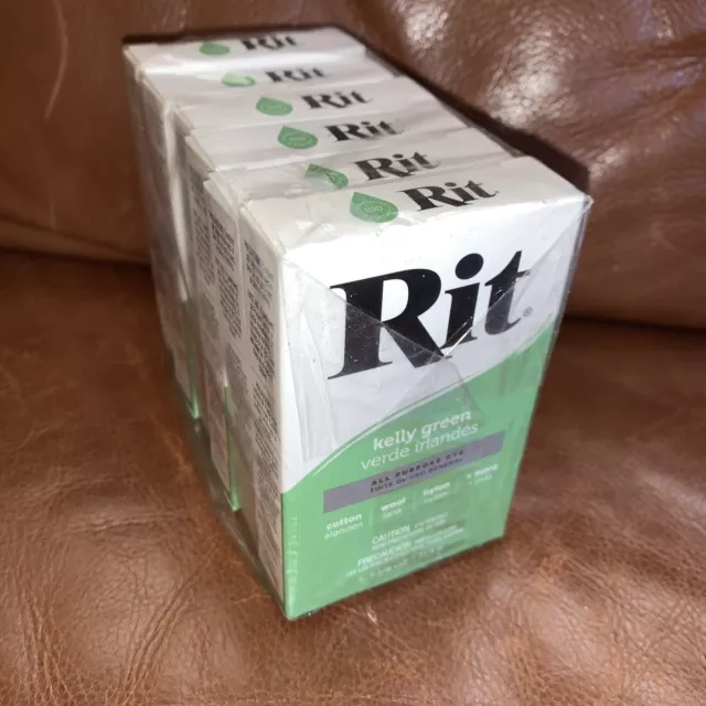Paquete de 6 tinte en polvo verde Rit Kelly 1-1/8 oz tela madera papel artesanal para todo uso