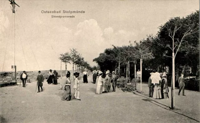 AK GRUSS AUS STOLPMÜNDE KREIS STOLP BEZ KÖSLIN STRANDPROMENADE ca. 1910 POMMERN