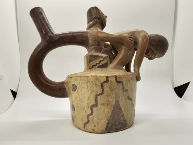 Peruvian Erotic Sexuality Pottery Stirrup Vessel Pre Columbian? Handmade 3