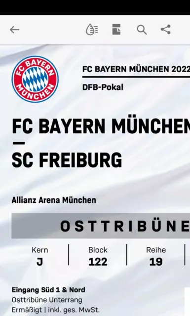 2 Tickets DFB-Pokal FC Bayern München - SC Freiburg 04.04.2023