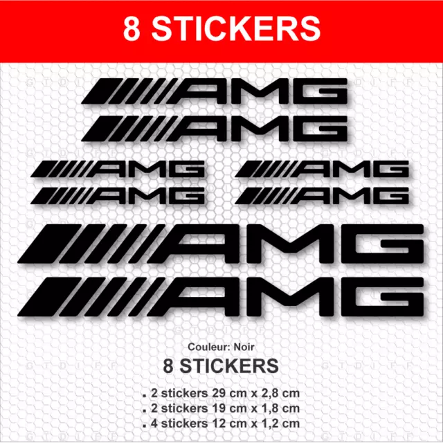 Stickers AMG Noir 8 Autocollants Mercedes compatible Adhésifs Bas de Caisse