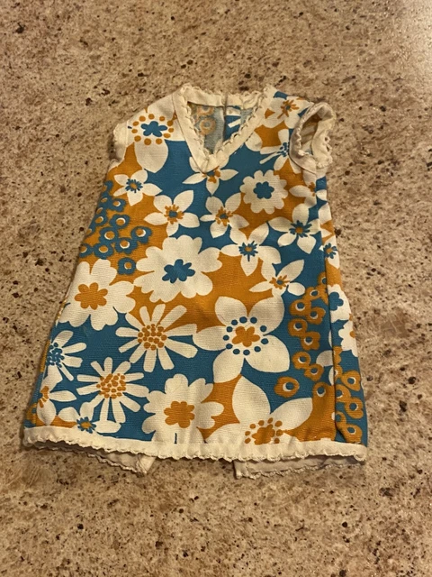Mid Century Mod Vtg Hand Sewn Doll Colored Flower Dress For 16 -  18 Inch Doll