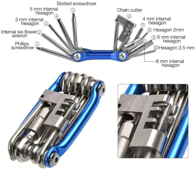 15 x Gobesty bicycle multitool road bike allen key kit multi tool 11in1 chain