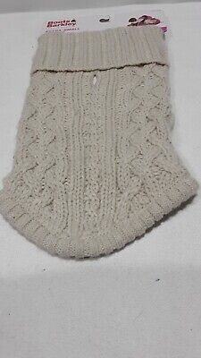 Boots & Barkley Pet Sweater Xsmall antique white cable knit turtleneck 10# NWT