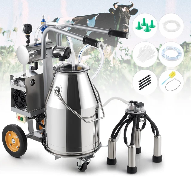ADJUSTABLE VACUUM ELECTRIC Milking Machine 25L Bucket Milking Equipment