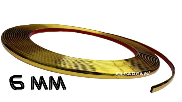 6mm x 1M Gold Moulding Trim Car Protect Adhesive Strip Styling Decoration