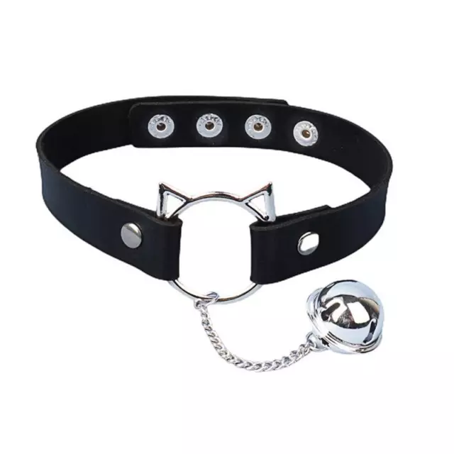 Leather Bell Cat Head Choker Collar Gothic Punk Rock Choker Collar Necklace