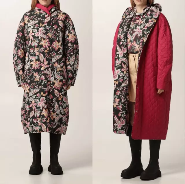 Isabel Marant ETOILE Dean Reversible Floral Quilted Coat Oversized Size 40 NWT