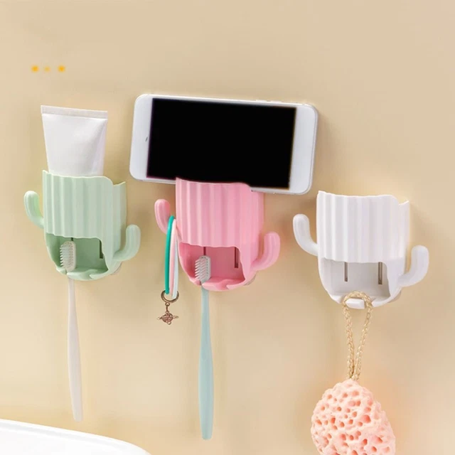accesorios almacenamiento estante afeitador organizador cepillos de dientes soporte cactus gancho