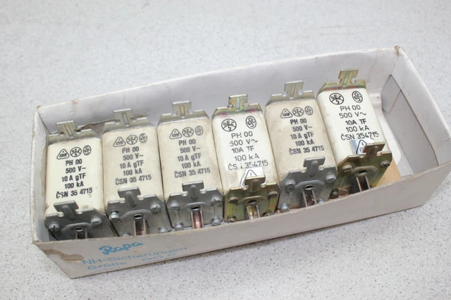 6x NH00 Sécurité Ph 00 10A 500V 100 Ka Insert Fusible