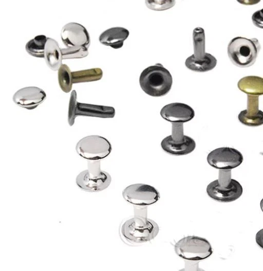 100 Sets 7 mm x 9 mm Metall einlagige Nieten Nieten Rund Leder Handwerk Zum Selbermachen