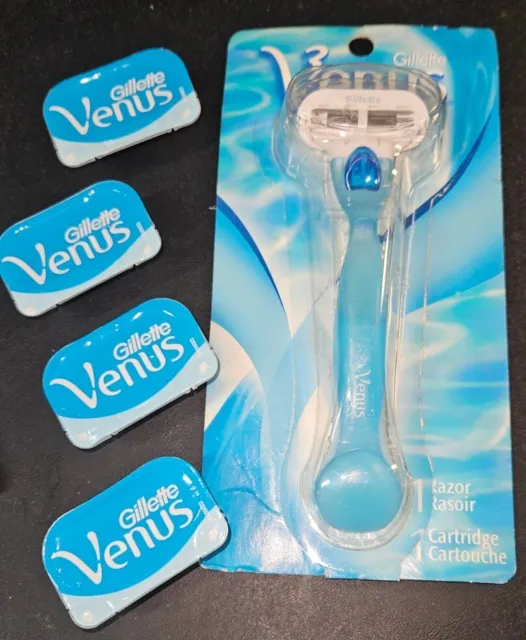 Lot Of 4 Gillette Venus Refills And 1 Smooth Razor with 3-Blade Cartridge New