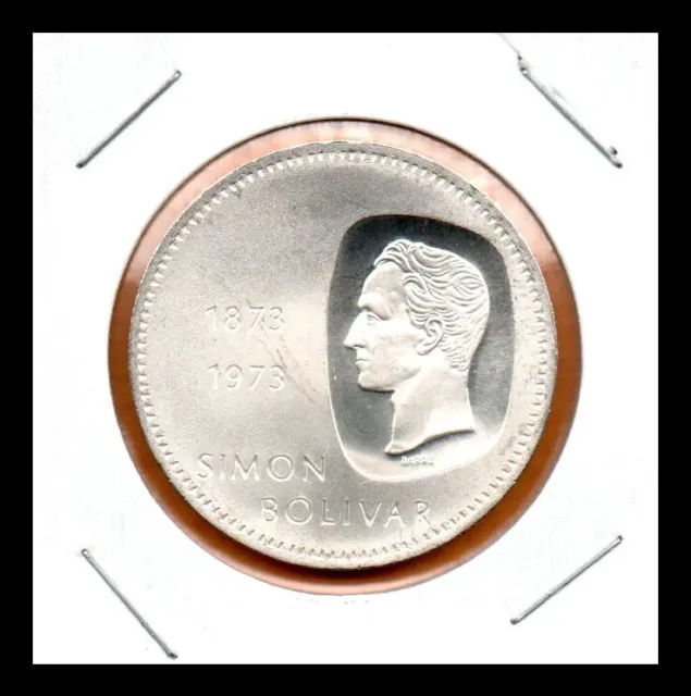 Venezuela UNC Coin "Doblon" 10 Bolivares Bs 1973 Silver .900 Rotation Error 20°