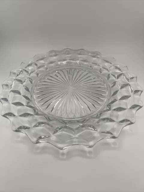 Fostoria American Dinner Plate Clear Cube Motif Vintage