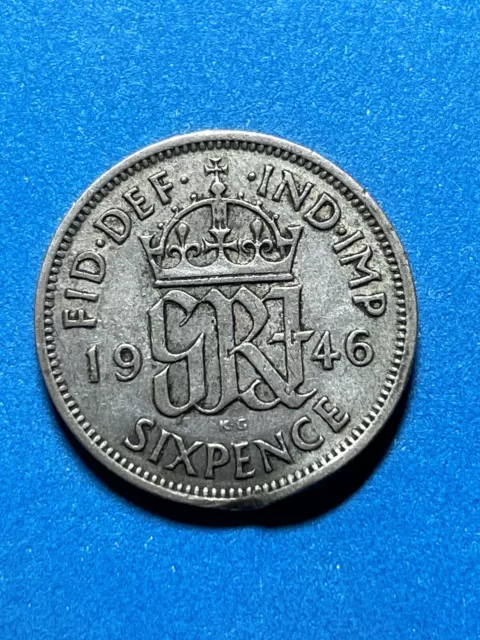 Great Britain 1946 Six Pence Silver Coin KM #852