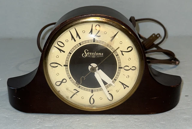 Vintage Sessions Electric Wood Mantle Clock Model 3W Tested And Working