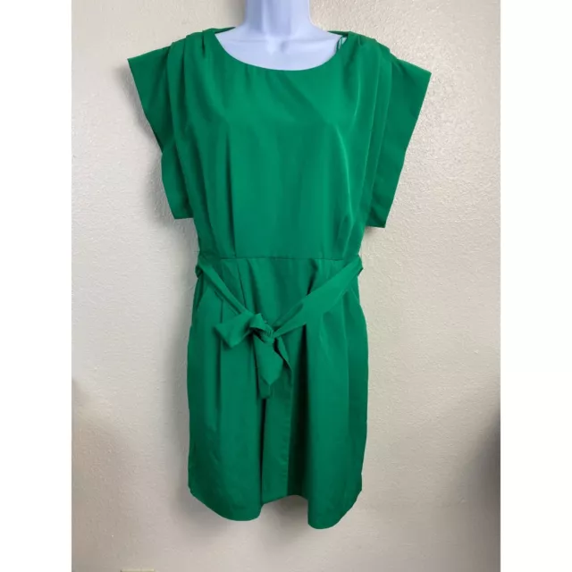 Eliza J Green Dress Womens Size 8 Green Pockets Sheath Pleated Career Modest