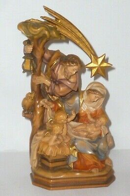 Carved Holy Statue Wooden Figure Holy Family Carved Wood Figure Colourful