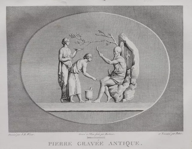 Genuine Antique Print Scarce  Pierre Gravee Antique  Classical Scene    1789